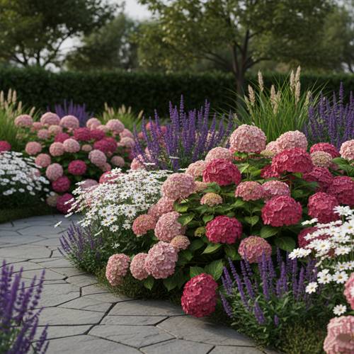 гортензия розовая в саду.jpg